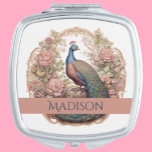 Miroir De Poche Nom personnalisé Joli Peacock<br><div class="desc">Ce paon rose girly assez vintage compact de nom personnalisé est parfait comme un rembourrage,  cadeau père Noël secret,  faveurs de demoiselle d'honneur,  ou un cadeau pour la jeune (ou plus âgée) dame dans votre vie!</div>