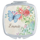 Papillon bleu personnalisé Fleurs roses Vintage