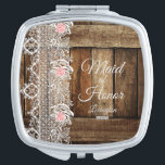 Miroir De Poche Rustic Grange Bois & Dentelle Mariage Faveur<br><div class="desc">J'espère que vous apprécierez ce grand miroir de mariage Favor Compact avec le bois rustique de la grange,  dentelle blanche et roses douces rose sur elle. Vous pouvez CHANGER TOUTES LES INFORMATIONS PERSONNELLES sur le miroir compact pour répondre à vos besoins. Profitez-en ! https://www.zazzle.com/store/artzdizigns</div>