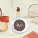 Miroir De Poche Taupe Bridesmaid Initial et nom<br><div class="desc">Un miroir compact personnalisé pour votre femme de chambre ou femme d'honneur mariage qui a son nom et son initiale sur un arrière - plan de couleur taupe tendance. Modifier pour remplacer l'initiale et le nom. Sélectionnez votre style de miroir compact.</div>