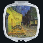 Miroir De Poche Van Gogh; Café Terrasse en soirée<br><div class="desc">Cafe Terrace sur la Place du Forum par Vincent van Gogh est une peinture architecturale de post impressionnisme d'art vintage offrant une vue extérieure sur un restaurant avec tables,  chaises,  serveurs,  personnes et étoiles dans le ciel nocturne.</div>