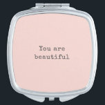 Miroir De Poche Vous êtes beau - Minimaliste élégant rose pâle<br><div class="desc">Vous êtes beau - Mini élégant rose pâle rose pâle</div>