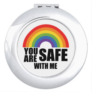 Miroir De Poche Vous Êtes En Sécurité Avec Moi LGBTQ Rainbow Pride