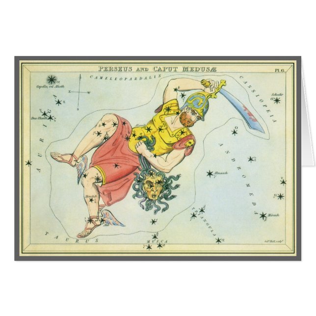 Miroir d'Urania, Carte céleste d'astronomie vintag (Devant horizontal)