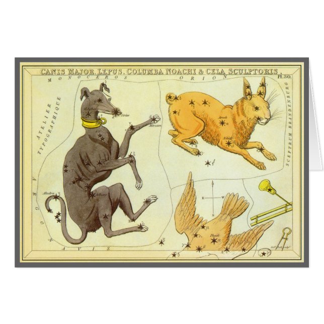 Miroir d'Urania, Carte céleste d'astronomie vintag (Devant horizontal)