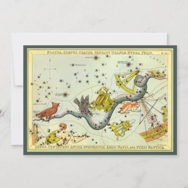 Miroir d'Urania, carte céleste d'astronomie vintag (Devant)