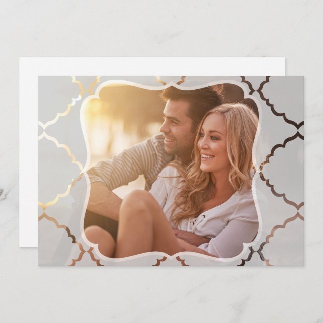 Mirrored Damask Translucide Look Photo Invitation (Devant / Derrière)