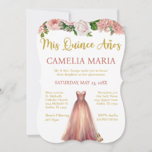 Mis Quince Anos Pink Gold Invitation Anniversaire
