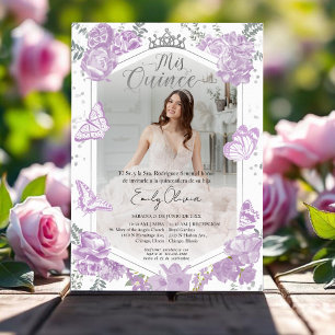 Mis Quince Photo Invitation Espagnol Lavande