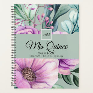Mis QUINCE Purple Floral Quinceanera GUESTBOOK NOU