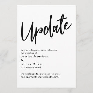 Mise à jour en noir blanc Annulé Faire-part Mariag
