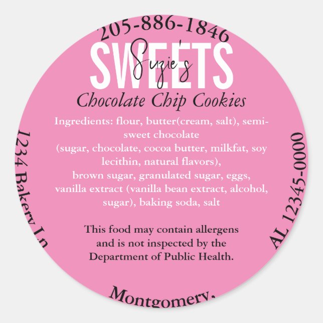 Mise à jour Étiquette de l'ingrédient de la loi de (Devant)