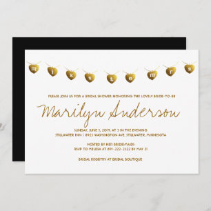 Miss À Mme Modern Gold Fête de l'mariée Invitation