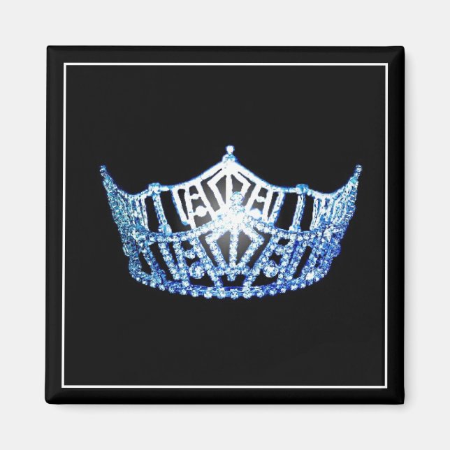 Miss America Blue Crown Square Magnet (Devant)