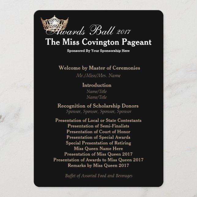 Miss America Gold Crown 2 Awards Carte du programm (Devant)