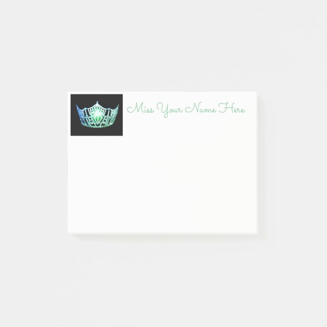 Miss America Sea Green Crown Post-it Notes (Devant)