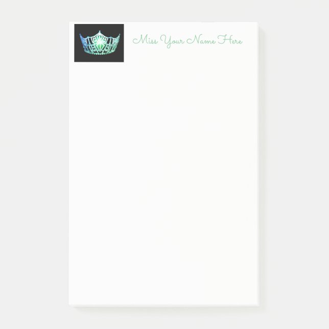 Miss America Sea Green Crown Post-it Notes (Devant)