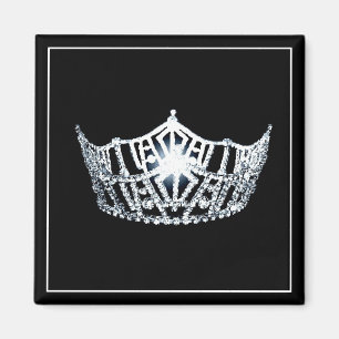 Miss America Silver Crown Square Magnet