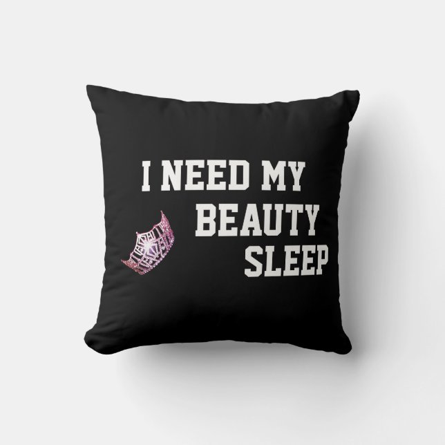 Miss America style Crown Need My Sleep Coussin (Recto)