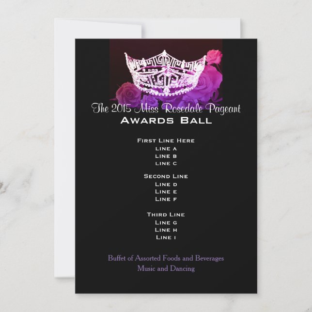 Miss America style Crown & Roses Awards Ball (Devant)