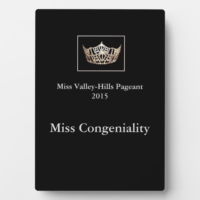 Miss America style Custom Miss Congeniality Plaque (Devant)
