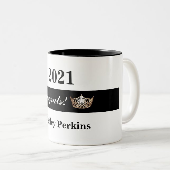 Miss America style Pageant Crown Congrats Mug (Devant droit)