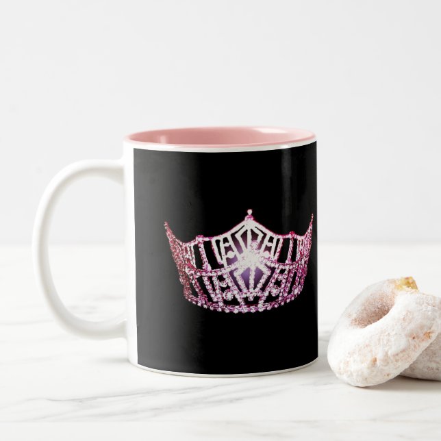 Miss America style Pink Crown Mug (Avec donut)