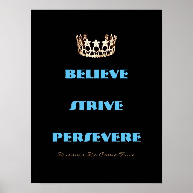 Miss America USA style Believe Strive Crown Poster (Devant)