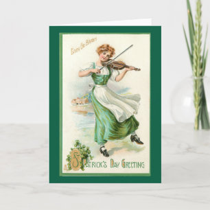 Miss Irlandaise Avec Carte De Voeux Violon