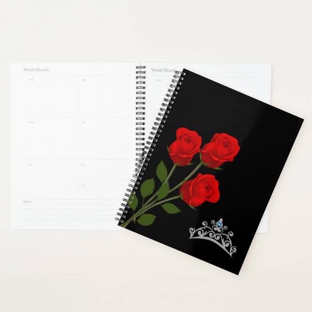 Miss Mrs America USA Crown & Red Roses Planner (Devant avec enveloppe)