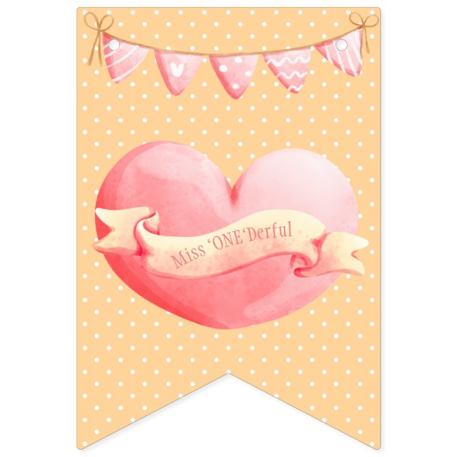 Miss "One" Derful : Drapeaux de Bunting Whimsical (Premier drapeau)