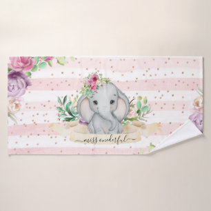 Miss Onederful - Baby Elephant and Flowers
