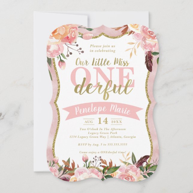 Miss ONEderful Birthday Party Invitation (Devant)