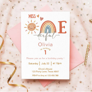 Miss ONEderful Girl 1er anniversaire Invitation