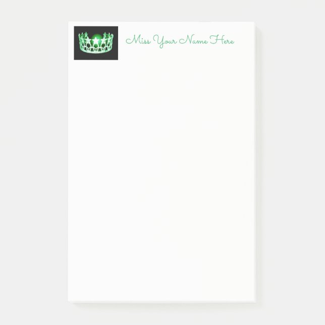 Miss USA Green Crown Post-it Notes (Devant)