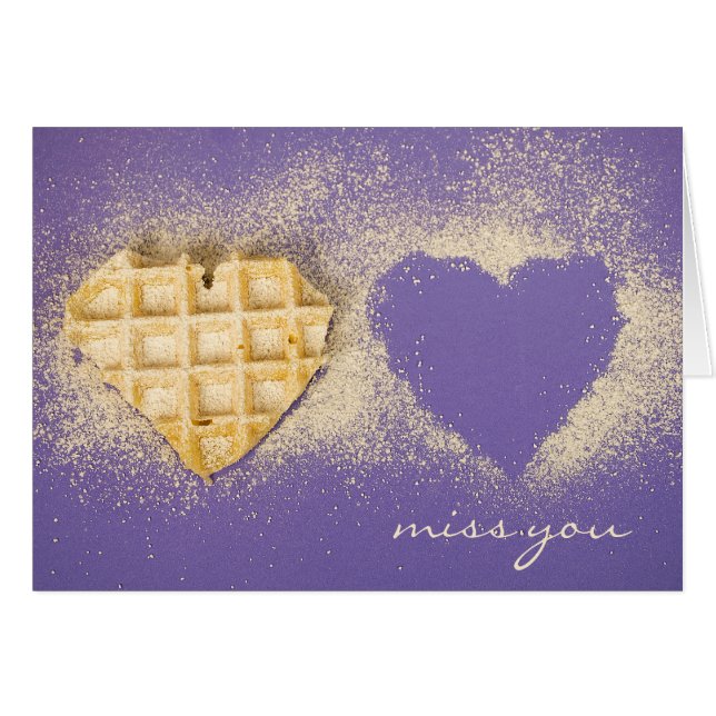 Miss You- coeur gaufre sur violet (Devant horizontal)