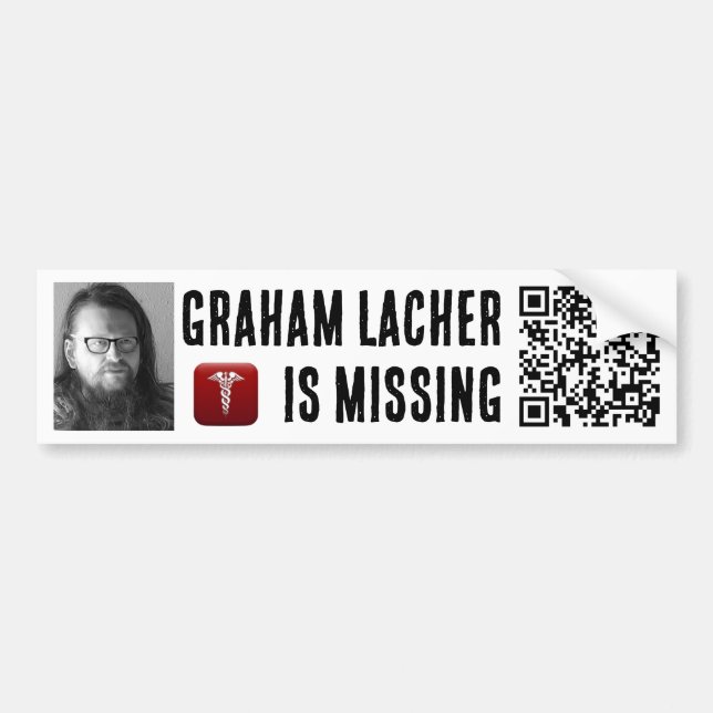 MISSING GRAHAM LACHER BUMPER STICKER (Devant)