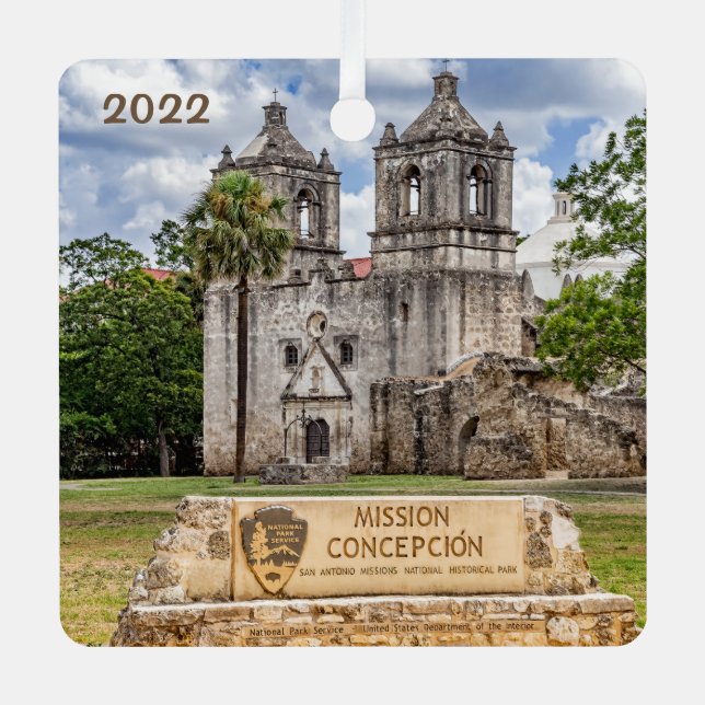 Mission Concepción, ornement en métal Carré (Recto)