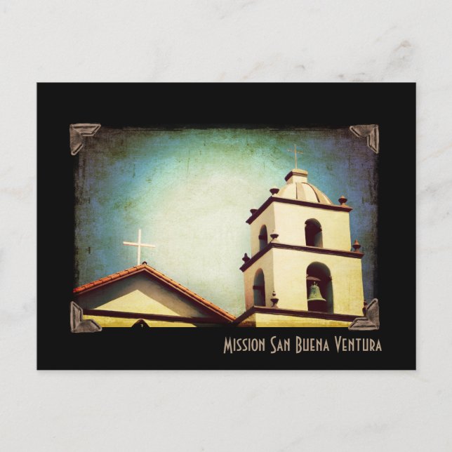 Mission San Buena Ventura Belltower Carte postale (Devant)