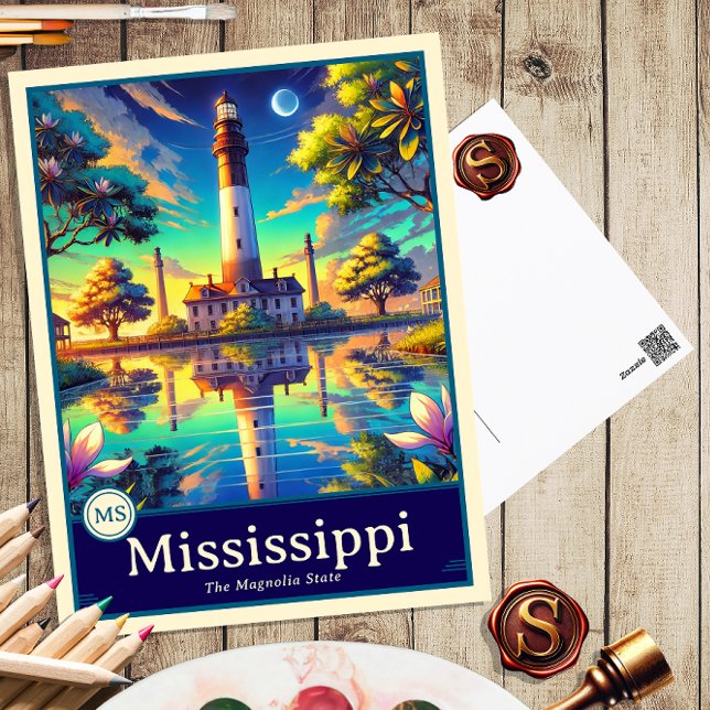Mississippi | Carte postale ombragée style Anime (Créateur téléchargé)