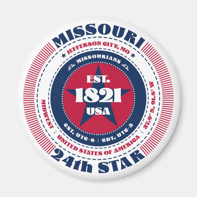 Missouri Circle Typographie Souvenir Magnet (Devant)