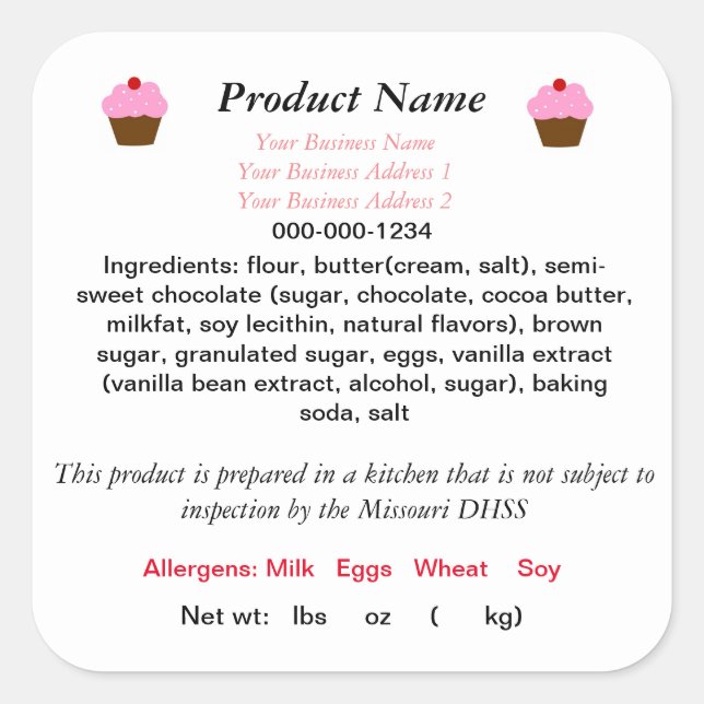 MISSOURI Cottage Loi sur les aliments Étiquette de (Devant)