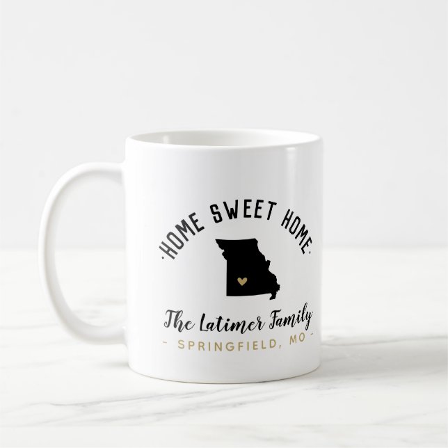 Missouri Home Sweet Home Famille Monogramme Mug (Gauche)