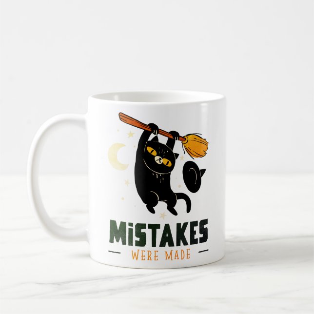 Mistakes Were Made Halloween Mug – Funny Black Cat (Gauche)