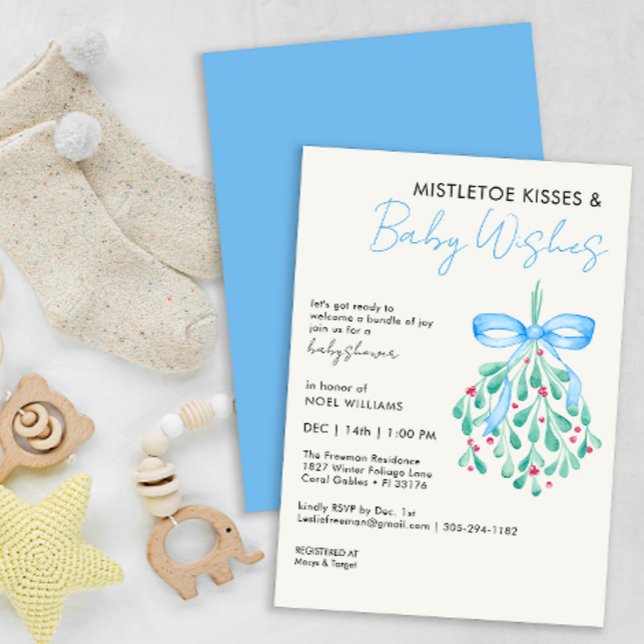 Mistletoe Bundle of Joy Baby shower Invitation (Mistletoe Winter Baby Shower )