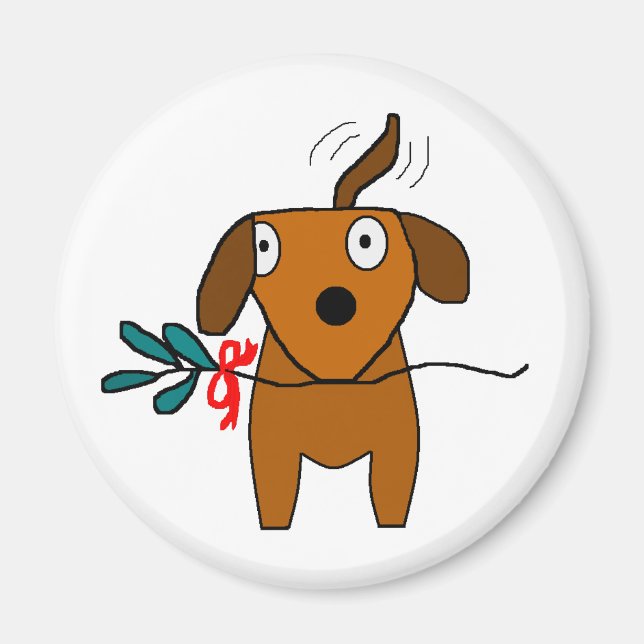 Mistletoe Doggie Wagging - aimant (Devant)