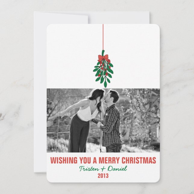 MISTLETOE KISS Flat Holiday Invitation Carte photo (Devant)