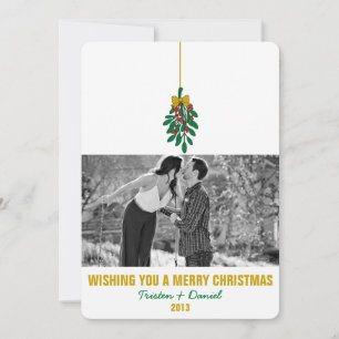 MISTLETOE KISS Flat Holiday Invitation Carte photo