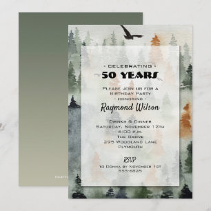 Misty Forest Masculine Invitations de fête d'anniv
