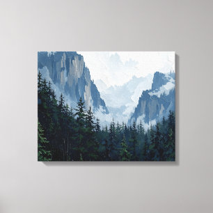 Misty Forest Mountains Toile Enveloppée Nature L